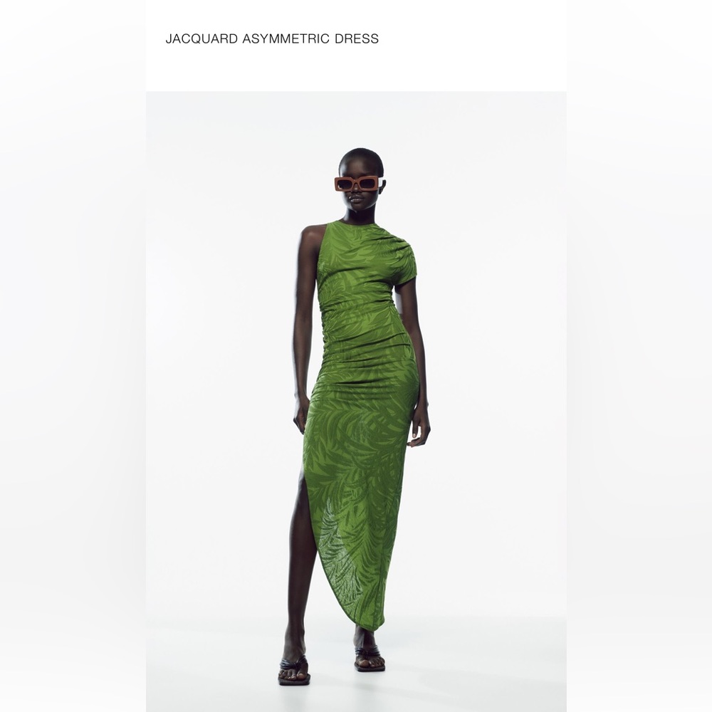 Zara jacquard asymmetrical dress